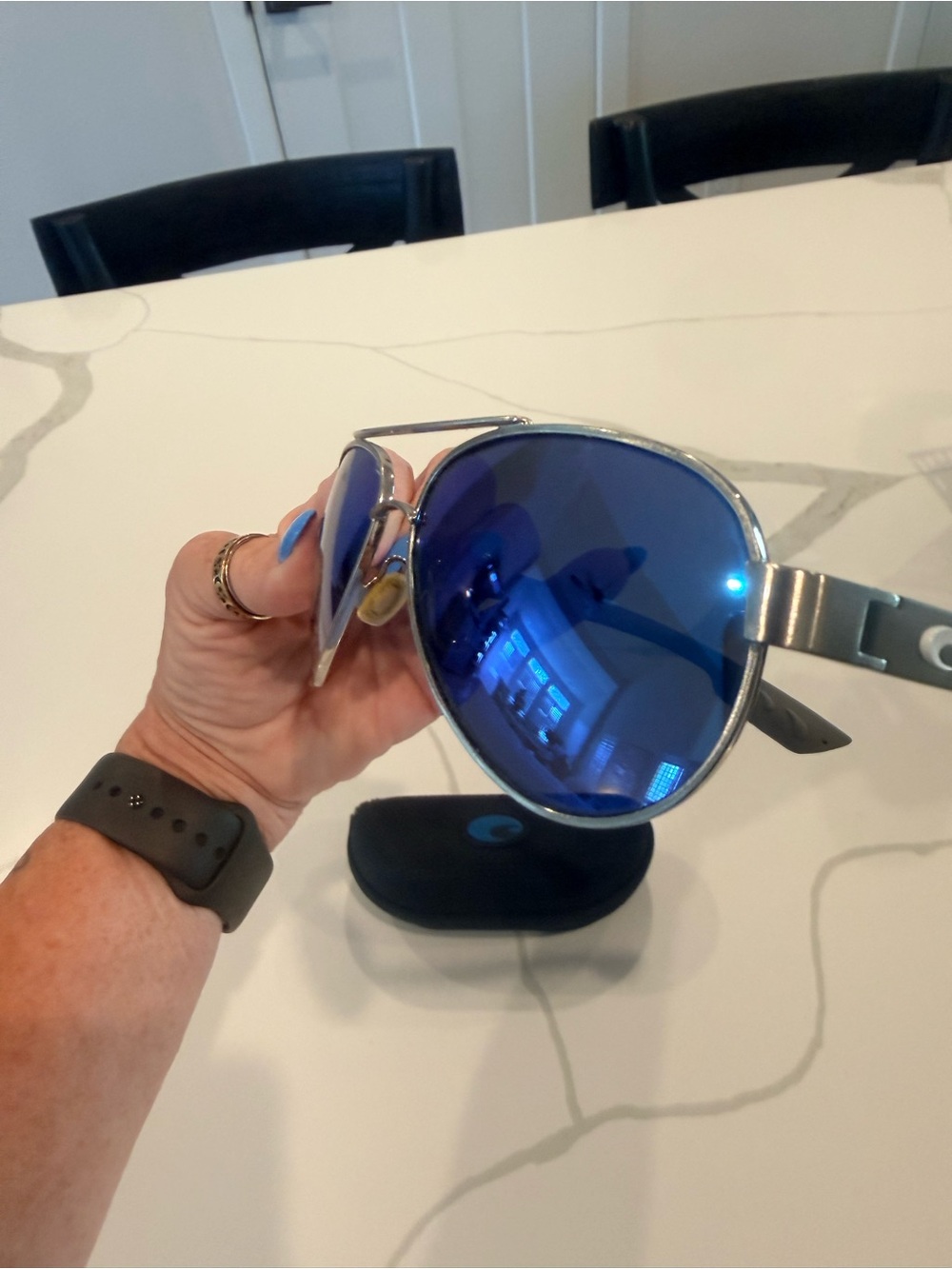 Costa Aviator Sunglasses with Blue Lenses - Picture 3 of 10